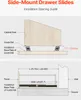 Diagrams illustrating the installation spacing guide for side-mount drawer slides. Anteprima dell’immagine prodotto