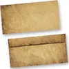 Two vintage-style envelopes, one open and one closed, are shown against a white background. Produktbild-Vorschau