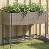 vidaXL Pflanzkübel mit Ablage Grau Poly Rattan Produktbild-Vorschau 2