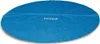 A blue round solar pool cover with the brand name "INTEX" printed on it, lying on a white background. Voir les images du produit