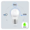 A LUMILED LED light bulb is shown with marketing graphics highlighting its features. Produktbild-Vorschau