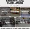 A collage of images showing different storage scenarios, including a kitchen, supermarket, warehouse, garage, and vehicle repair shop, with text overlays indicating the suitability of the product for various environments. Anteprima dell’immagine prodotto