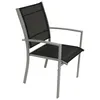A single outdoor chair with a metal frame and black fabric seat and back. Produktbild-Vorschau