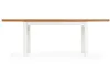 A white table with a wooden top is shown against a white background. Produktbild-Vorschau