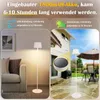 A split image showing a floor lamp in two different settings: indoors on a couch and outdoors on a patio. Podgląd zdjęcia produktu