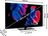 A television screen displaying a vibrant image of two betta fish, with dimensions and measurements overlaid. Produktbild-Vorschau