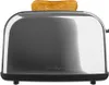 A close-up front view of a stainless steel toaster with one slice of toast in it. Anteprima dell’immagine prodotto