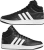 Two black Adidas high-top sneakers with white stripes, shown from a side-diagonal view. Produktbild-Vorschau