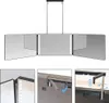 A tri-fold makeup mirror with LED lights, suspended by a metal frame. Produktbild-Vorschau