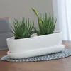Keramický květináč 29 cm Truhlík s podmiskou Zaoblený bílá Náhled obrázku produktu 5