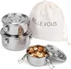 Belle Vous 3er Pack Brotdose Edelstahl - Lunchbox Set mit Produktbild-Vorschau 1
