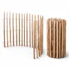 Two wooden fences are shown against a white background. One is curved and the other is rolled into a cylinder. Produktbild-Vorschau