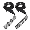 A pair of black lifting straps with a gray padded wrist support and a circular logo on each strap. Produktbild-Vorschau