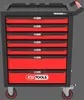 A black and red tool cart with multiple drawers. Anteprima dell’immagine prodotto