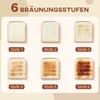 Six slices of toast are shown, each representing a different browning level from 1 to 6. Produktbild-Vorschau
