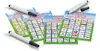 Several Auto Bingo game cards and markers are arranged on a white surface. Náhľad obrázku produktu
