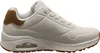 A side view of a white SKECHERS Uno sneaker with brown accents on the heel. Anteprima dell’immagine prodotto