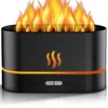 A black humidifier with a flame effect and orange and yellow lighting at the base. Voir les images du produit