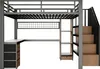 A loft bed with a desk and stairs, shown against a white background. Voir les images du produit
