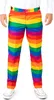 A person wearing rainbow-striped pants and white sneakers. Produktbild-Vorschau