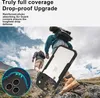 Two people hiking in a rocky, mountainous terrain with a phone case prominently displayed. Produktbild-Vorschau