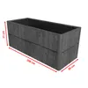 A rectangular planter box with dimensions indicated by red lines and text. Produktbild-Vorschau