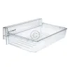 A clear plastic refrigerator drawer on a white background. Produktbild-Vorschau