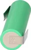 A single green battery with silver metal tabs attached to the top and bottom. Produktbild-Vorschau