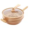 Wok żeliwny 32 cm powłoka gliniana z pokrywą szklaną do Podgląd zdjęcia produktu 1