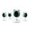Four baby monitors with camera lenses and cute bear-ear designs are arranged in a line, connected by dotted lines indicating wireless communication. Náhľad obrázku produktu