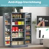 A tall, gray storage cabinet filled with various food items and containers, with inset images showing anti-tip hardware and a diagram. Anteprima dell’immagine prodotto