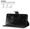A black phone case with a phone inside, showing the stand function. Náhled obrázku produktu