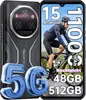 A smartphone is shown next to a cyclist, with various specifications overlaid on the image. Anteprima dell’immagine prodotto