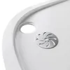 A close-up view of a white shower tray with a silver drain cover. Anteprima dell’immagine prodotto