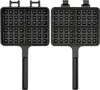 Two black cast iron waffle makers are shown side-by-side against a white background. Produktbild-Vorschau