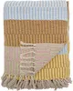 A folded blanket with horizontal stripes in various colors and a fringe detail. Produktbild-Vorschau