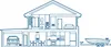Cross-section illustration of a house showing various rooms and a garage, with a boat on a trailer outside. Voir les images du produit