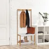 relaxdays Věšák na kabáty hnědé dřevo 4 háčky 70,5 x 150,0 Náhled obrázku produktu 3