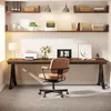 A home office setup with a long desk, chair, printer, and decorative items on shelves. Podgląd zdjęcia produktu