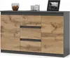 A modern sideboard with a wood-effect front and gray frame, displayed against a white background. Produktbild-Vorschau