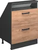 A product shot of a cabinet with two drawers and an open shelf. Voir les images du produit