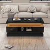 MODFU Couchtisch Schwarz Wohnzimmertisch mit LED und Produktbild-Vorschau 2