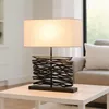LED Tischleuchte, Holz, Stoffschirm, grau, schwarz, H 50 cm Produktbild-Vorschau 3