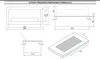 Technical drawing with dimensions for a recessed electrical outlet with USB and LAN ports. Produktbild-Vorschau