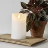 LED Stumpenkerze RUSTIC - Echtwachs - warmweiße 3D Flamme - H: 12,5cm - Batterie - Timer - weiß Produktbild-Vorschau