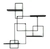 A black metal wine rack with an abstract, geometric design, mounted on a white background. Podgląd zdjęcia produktu