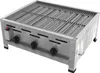 A stainless steel gas grill with three burners and control knobs. Produktbild-Vorschau