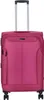 A pink suitcase with a retractable handle and wheels, shown from the front. Produktbild-Vorschau