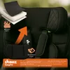 Close-up of a black car seat with layered padding and an orange arrow highlighting features. Produktbild-Vorschau