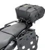 A black motorcycle luggage bag is mounted on the rear rack of a motorcycle. Produktbild-Vorschau